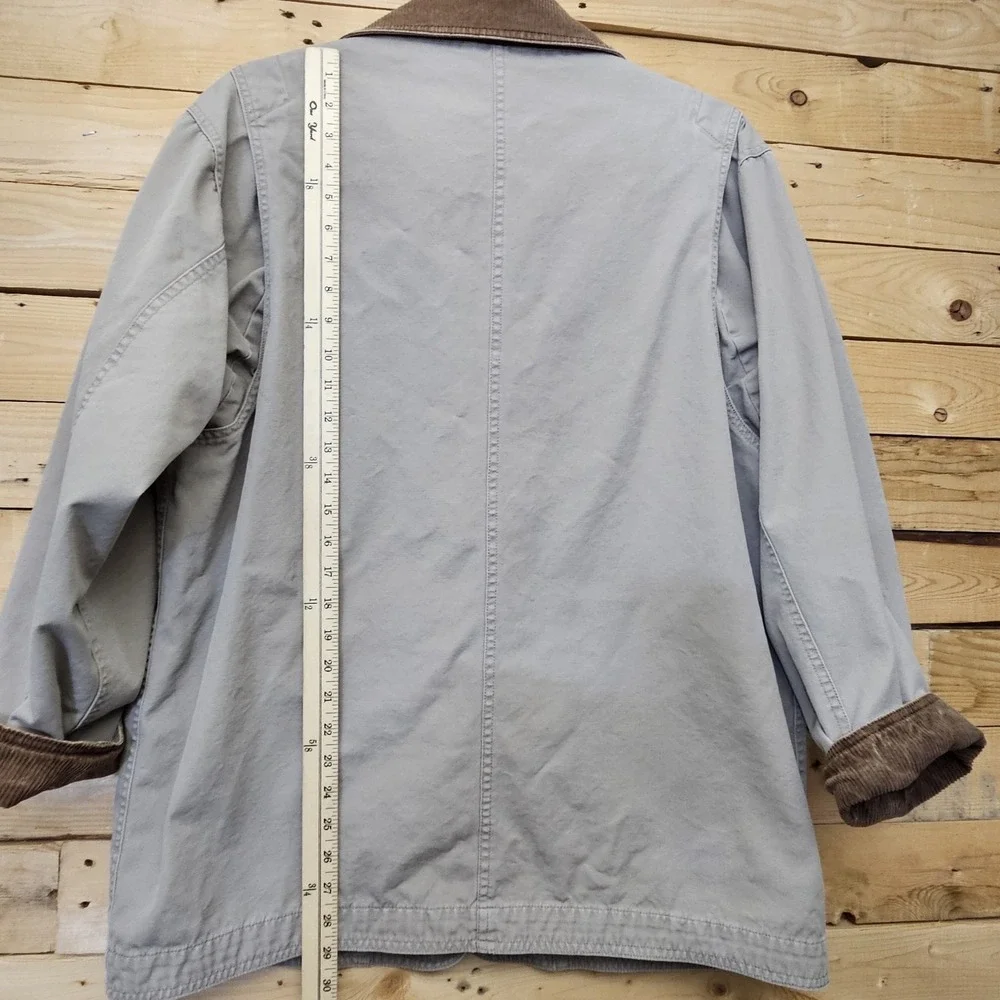 Lands' End Chore Coat Women Large Canvas Barn Field Flannel Lined Corduroy Tan - Picture 10 of 14